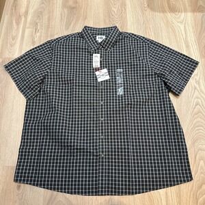 NWT HB Harbor Bay Men's Black Gingham Easy-Care Button Down Shirt Plus Size 2XL